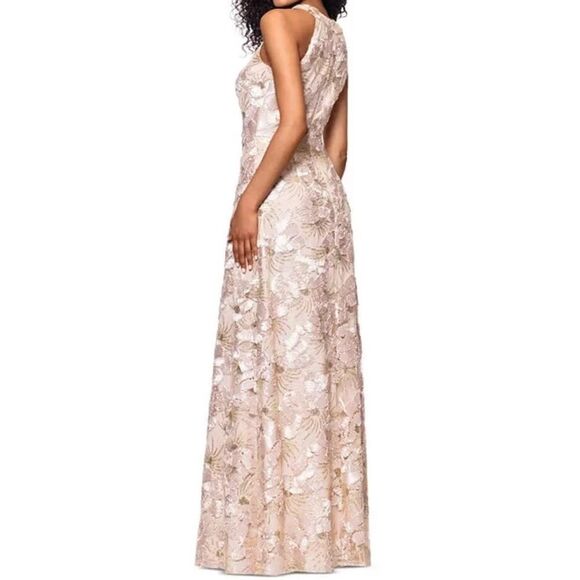 BETSY AND ADAM "FABIANA" HALTER NECK SOUTACHE AND SEQUIN DRESS A27023 SIZE 12 - Picture 2 of 5